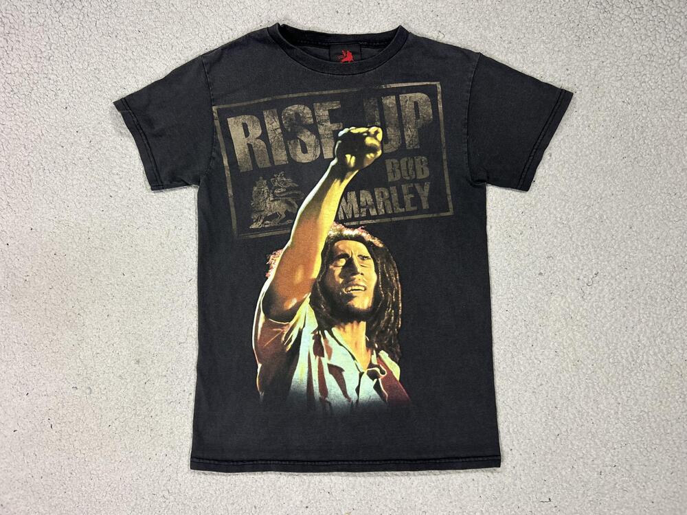 Vintage Bob Marley Zion Rootswear Shirt Mens Small Black Rise Up Reggae Graphic